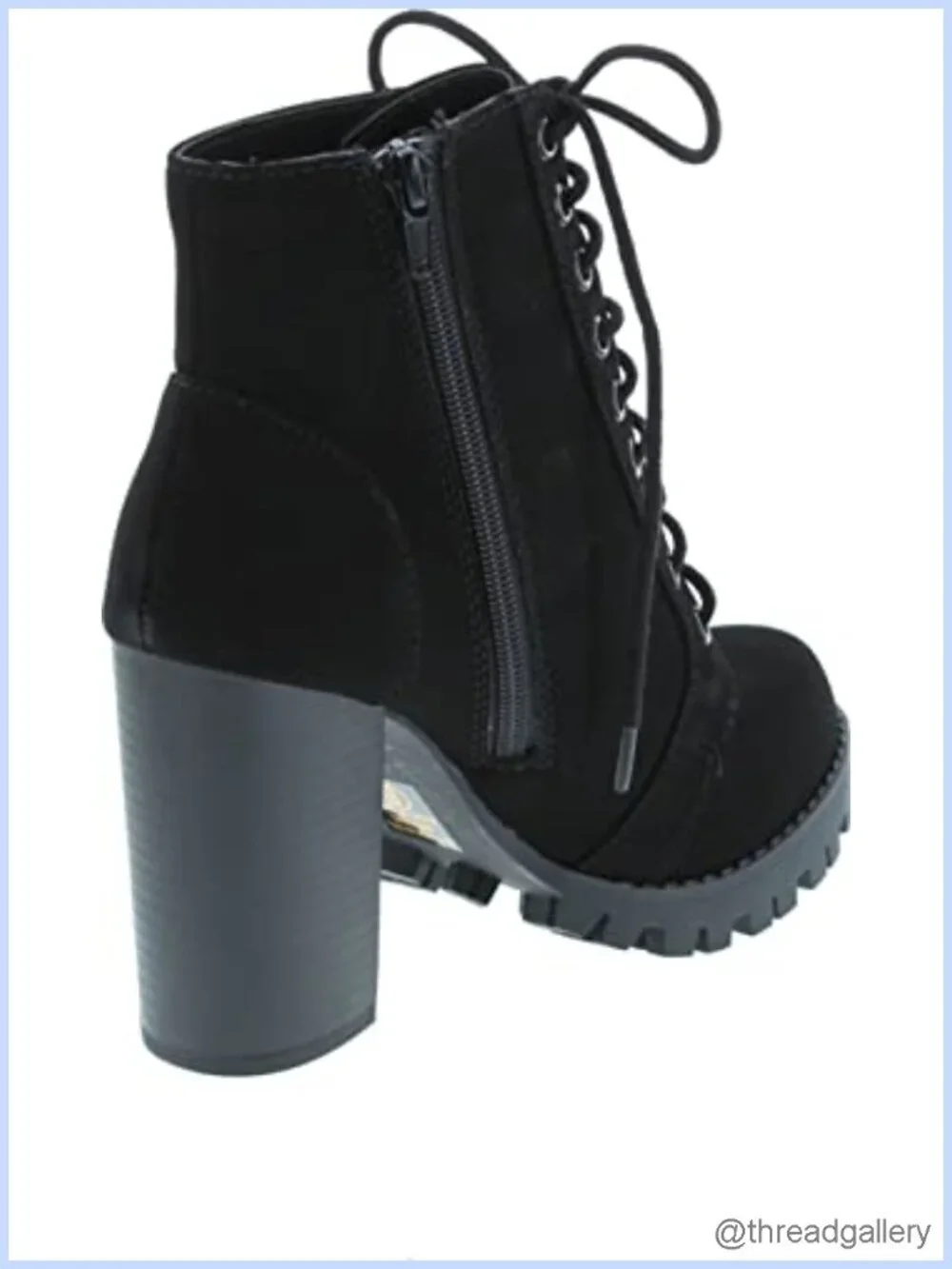 Fashion Lace Up Military Inspired Ankle Boot with Stacked Heel